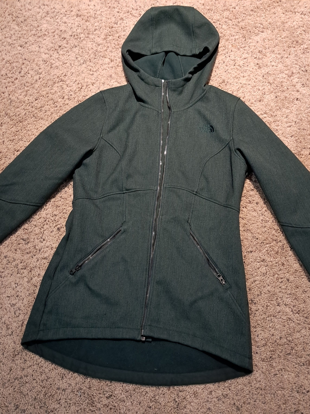 The North Face Women’s Hooded Zip-Front Coat — Dark Forest Green Medium